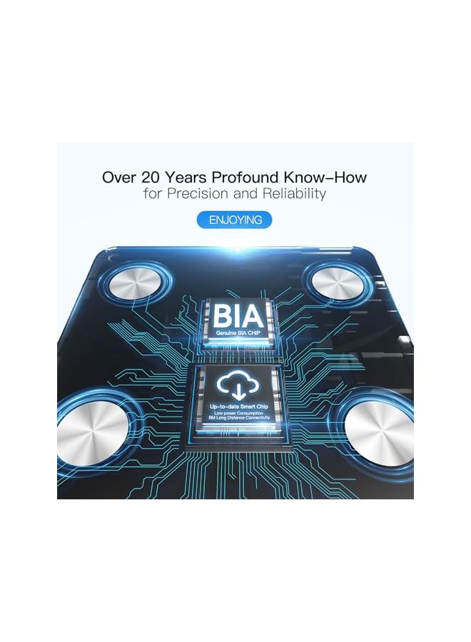 Vitafit ميزان حمام فيتافيت الذكي لوزن الجسم والدهون، ميزان احترافي منذ 2001، ميزان حمام رقمي لاسلكي لتطبيق تنسيق الماء والعضلات BMI، معدات لياقة بدنية للأشخاص، 400lb/180kg، أسود - Image 3