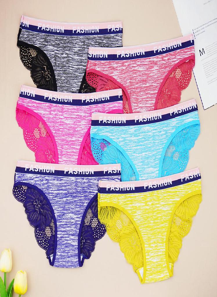 6 Pcs Cotton Panties for Women Low Waist Lace Underpants Briefs  Female Underwear Panty  - Image 1