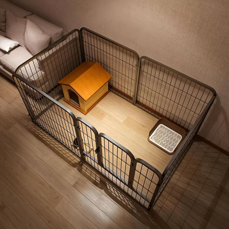FOREENIU Metal Dog Playpen,6-Panel 27" Foldable Pet Playpen with Door,Anti-Rust Exercise Fence,Portable Dog Fence,Indoor/Outdoor Dog Pen for Small Dogs Play (Black) - Image 1