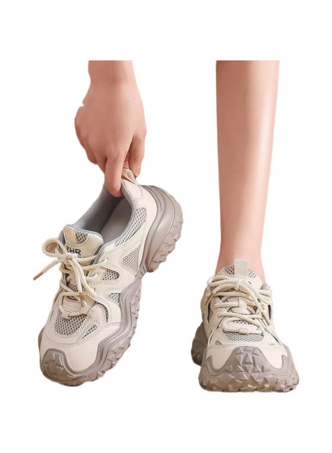 ZHR Women'S Hiking Shoes Autumn And Winter Outdoor Sports Shoes Women Lightweight Thick-Soled Casual Shoes Kd03 Beige Size 40 - Image 2