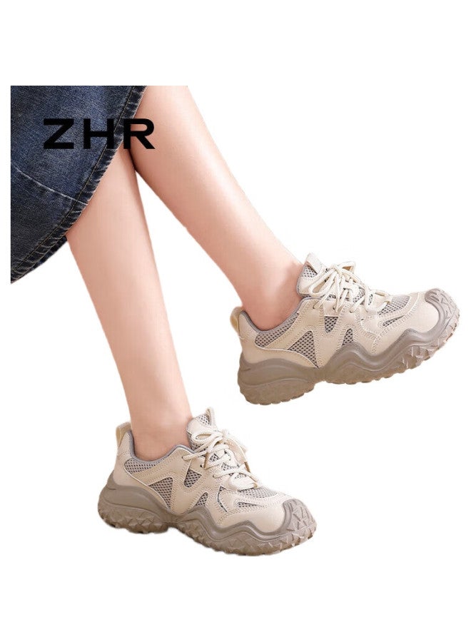 ZHR Women'S Hiking Shoes Autumn And Winter Outdoor Sports Shoes Women Lightweight Thick-Soled Casual Shoes Kd03 Beige Size 40 - Image 1