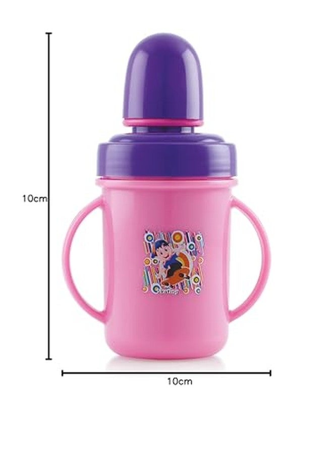 Zerya Hippo Baby Sipper Milk Bottle for Infant Toddler 250 ml, Anti-Spill Sippy Cup with Soft Silicone Nipple BPA Free, with Steel Inner (Pink) - Image 3