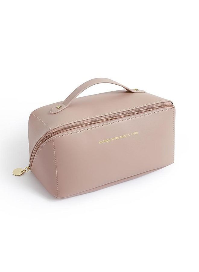 Sharpdo Cosmetic Bag 2 in 1,PU Leather Waterproof Cosmetic Bag with Handle and Compartment,Suitable as a Gift for Family and Friends(Pink) - Image 1