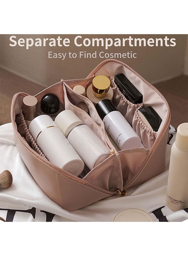 Sharpdo Cosmetic Bag 2 in 1,PU Leather Waterproof Cosmetic Bag with Handle and Compartment,Suitable as a Gift for Family and Friends(Pink) - Image 4