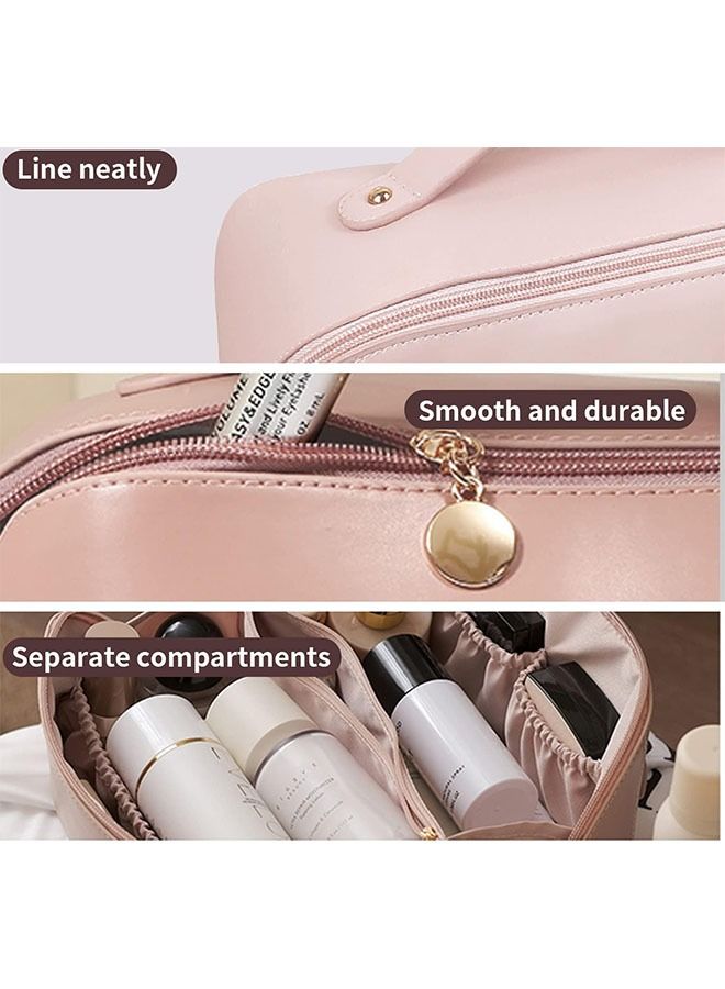 Sharpdo Cosmetic Bag 2 in 1,PU Leather Waterproof Cosmetic Bag with Handle and Compartment,Suitable as a Gift for Family and Friends(Pink) - Image 5