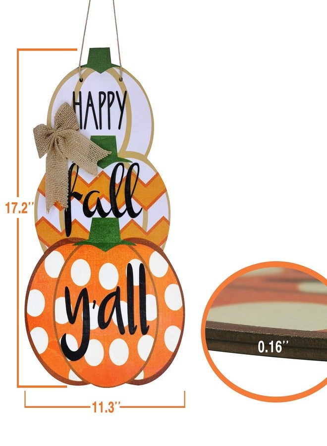 Laisgee Fall Door Sign Reversible Pumpkin Snowman Wood Door Hanger Happy Fall Y'all Let It Snow Autumn Winter Front Door Porch Wreath Decorations - Image 3