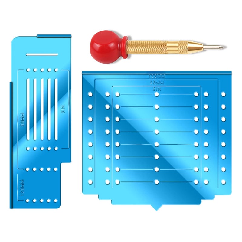 King&Charles Cabinet Hardware Template with Center Punch, Cabinet Handle Template Tool - Use for Handles Knobs Pulls on Drawers/Doors, Hardware Installation Perfect Match Kit. - Image 1