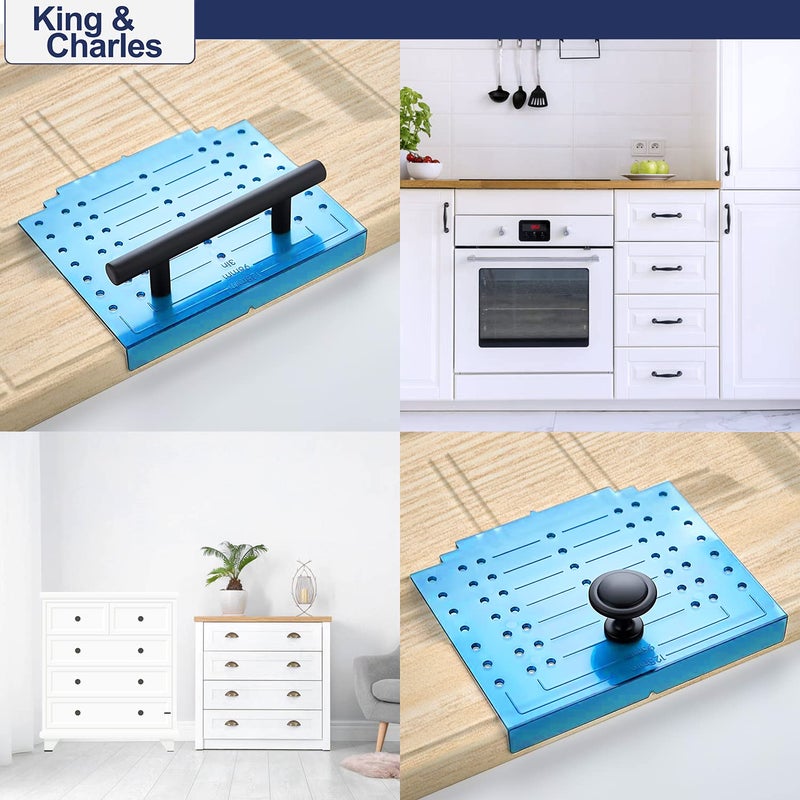 King&Charles Cabinet Hardware Template with Center Punch, Cabinet Handle Template Tool - Use for Handles Knobs Pulls on Drawers/Doors, Hardware Installation Perfect Match Kit. - Image 4