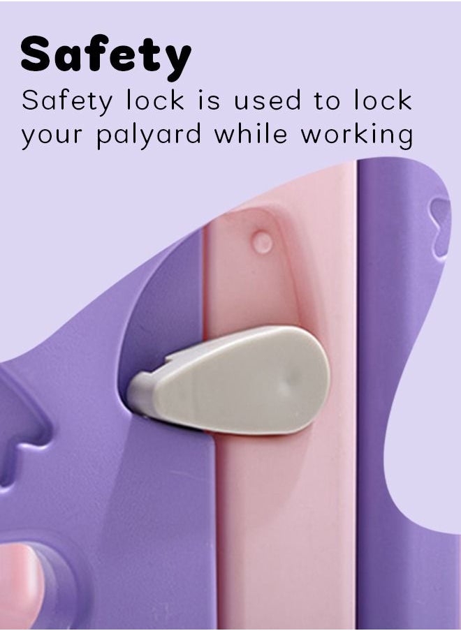 BAYBEE Baby Playard Playpen For Kids Smart Folding Portable Child Play Gate Fence For Kids With Safety Lock Suction Cup Indoor Outdoor Upto 3 Yrs 8 Panels 2 Gates Pink  - Image 5