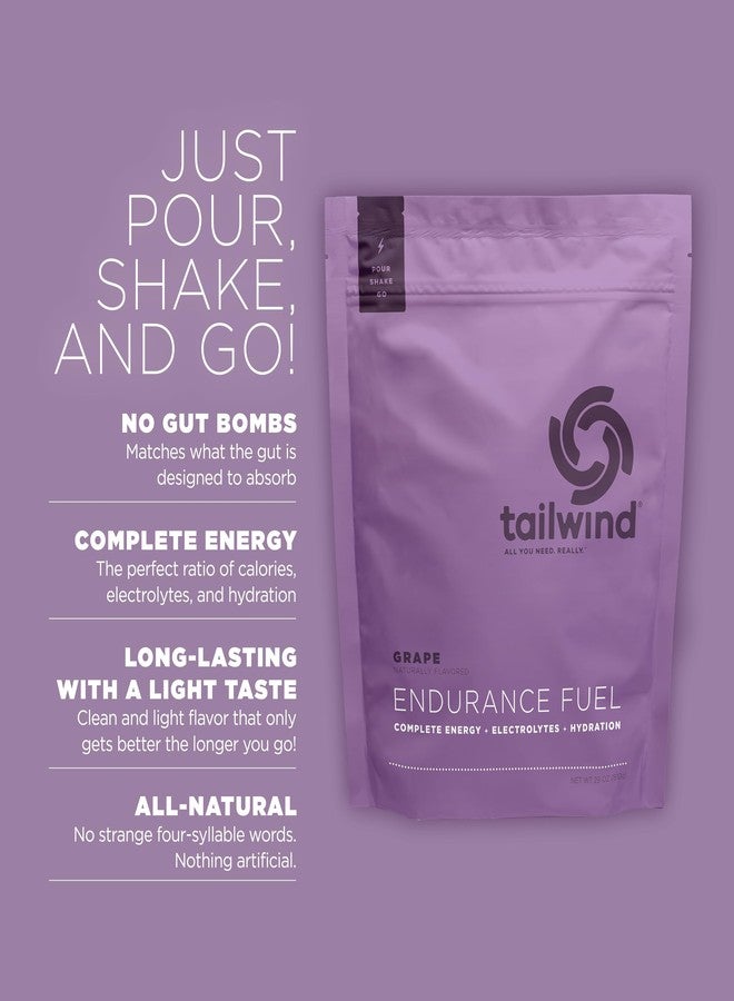 تايل ويند نيوتريشن مسحوق مزيج مشروب رياضي من Tailwind Nutrition Endurance Fuel، كربوهيدرات وإلكتروليت، خالٍ من الغلوتين، نباتي، بنكهة العنب، 30 حصة - Image 2