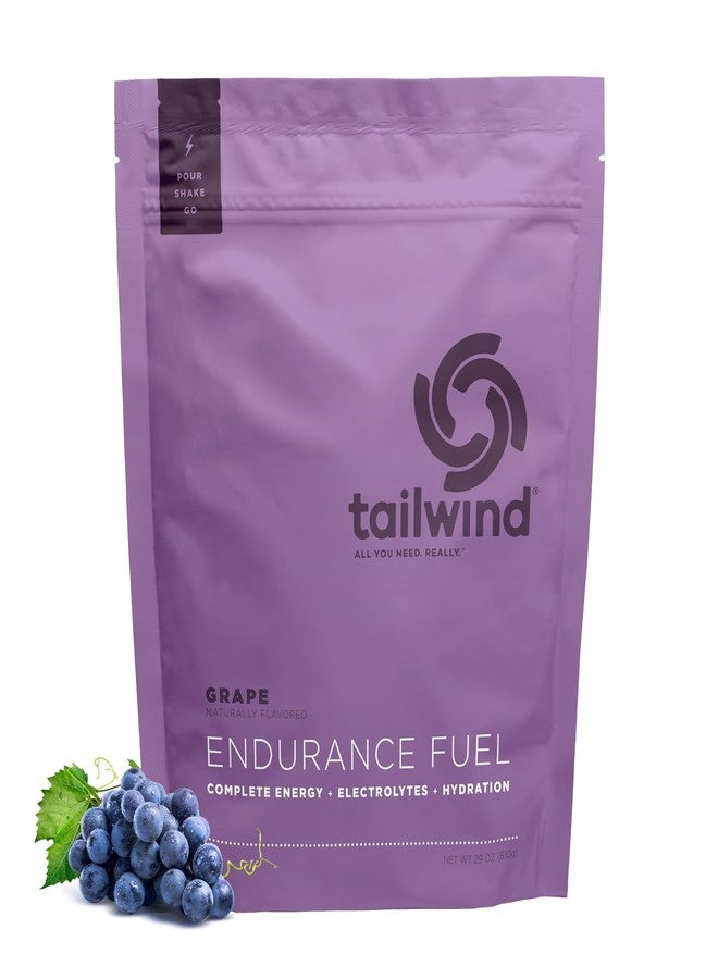 تايل ويند نيوتريشن مسحوق مزيج مشروب رياضي من Tailwind Nutrition Endurance Fuel، كربوهيدرات وإلكتروليت، خالٍ من الغلوتين، نباتي، بنكهة العنب، 30 حصة - Image 1