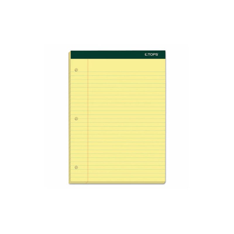 Tops Double Docket Writing Tablet, 8-1/2 x 11-3/4 Inches, Perforated, 3-Hole Punched, Canary, Legal/Wide Rule, 100 Sheets per Pad, 6 Pads per Pack (63387) - Image 1