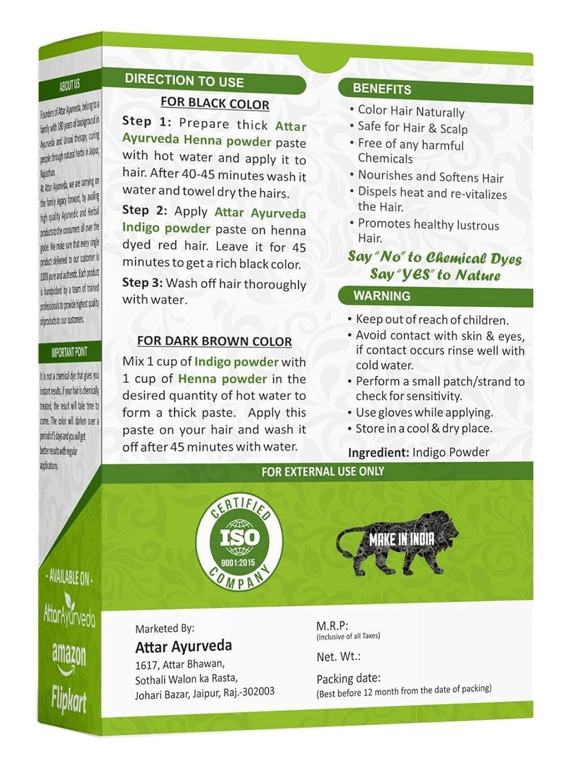 Attar Ayurveda Indigo Powder for black Hair (200 grams) - Image 2