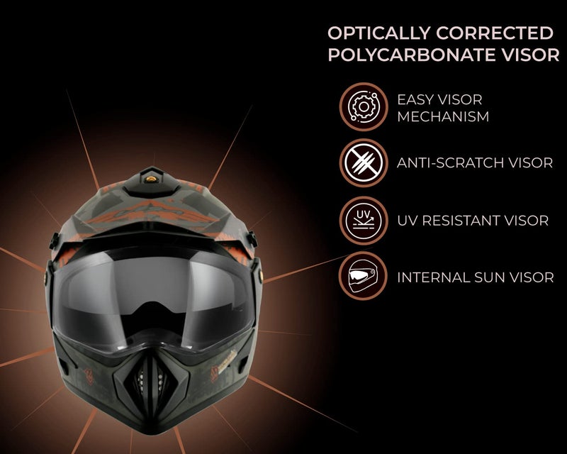 Vega Off Road D/V Secret Dull Green Black Helmet-L - Image 3