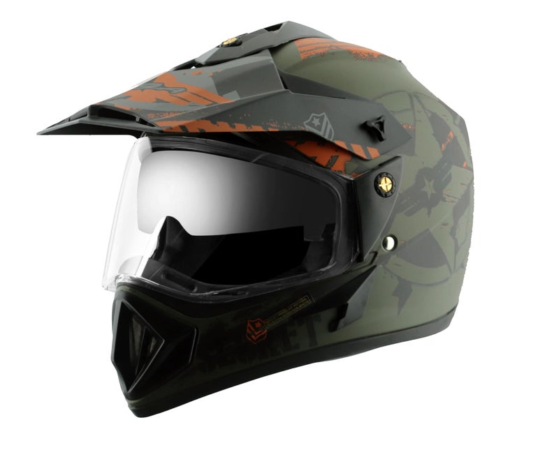 Vega Off Road D/V Secret Dull Green Black Helmet-L - Image 1