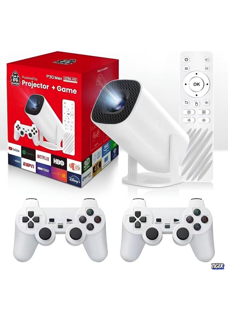 TIGER - Smart Video Game Projector with Game Console – 1080P, 150 ANSI Brightness, Wireless Controller, WiFi 6, BT 5.0, Home Theater Projector for Gaming, Streaming, and Movie Nights - Image 1