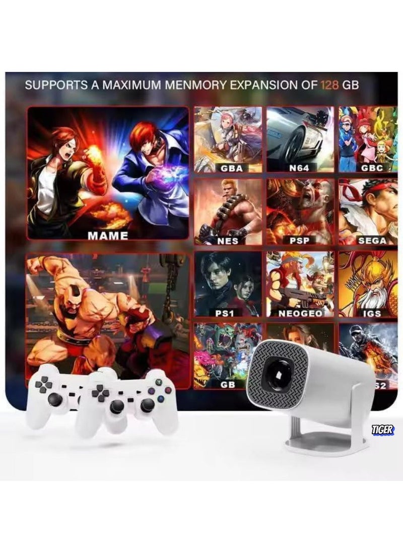 TIGER - Smart Video Game Projector with Game Console – 1080P, 150 ANSI Brightness, Wireless Controller, WiFi 6, BT 5.0, Home Theater Projector for Gaming, Streaming, and Movie Nights - Image 1