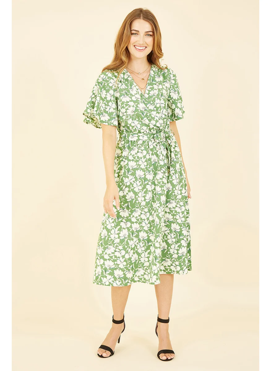 Yumi Floral Wrap Midi Dress