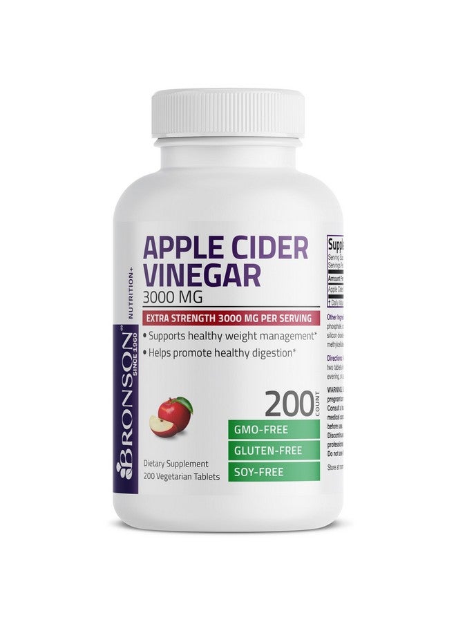 Bronson Apple Cider Vinegar 3000 MG per Serving Extra Strength - Non-GMO, 200 Vegetarian Tablets - Image 5