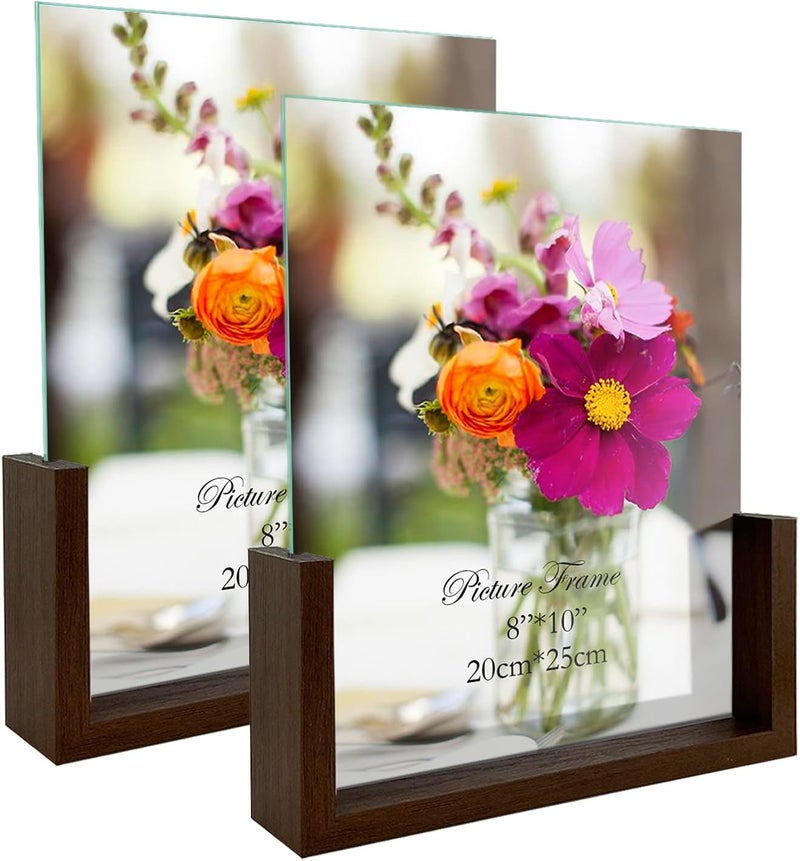 RLAVBL 8x10 Picture Frame Set of 2, Rustic Glass Photo Frames with Base for Tabletop Display - Image 1