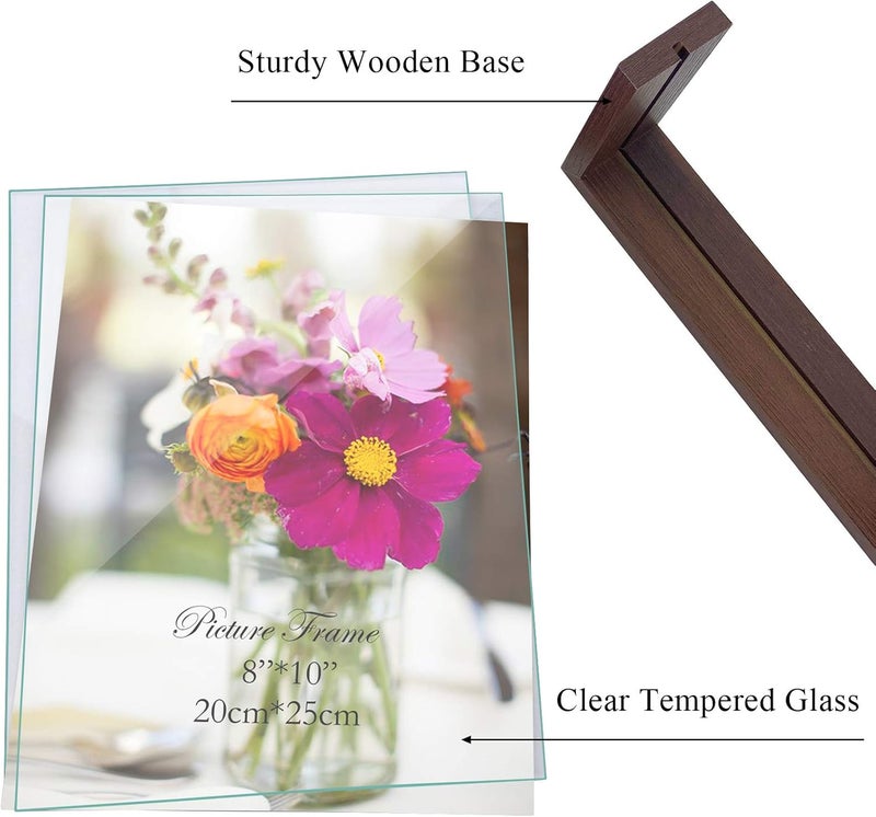 RLAVBL 8x10 Picture Frame Set of 2, Rustic Glass Photo Frames with Base for Tabletop Display - Image 5