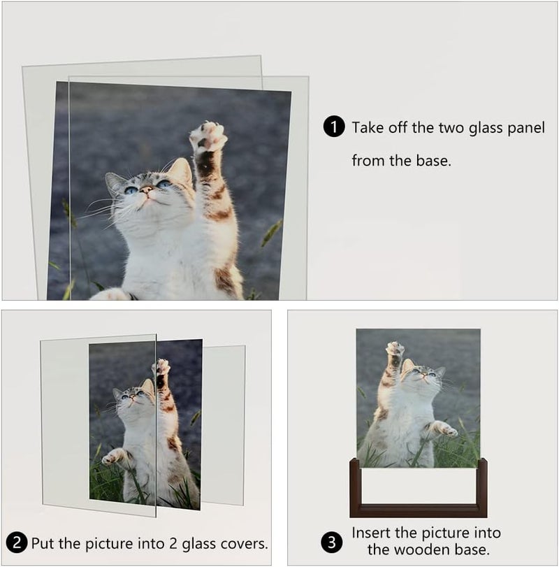 RLAVBL 8x10 Picture Frame Set of 2, Rustic Glass Photo Frames with Base for Tabletop Display - Image 3
