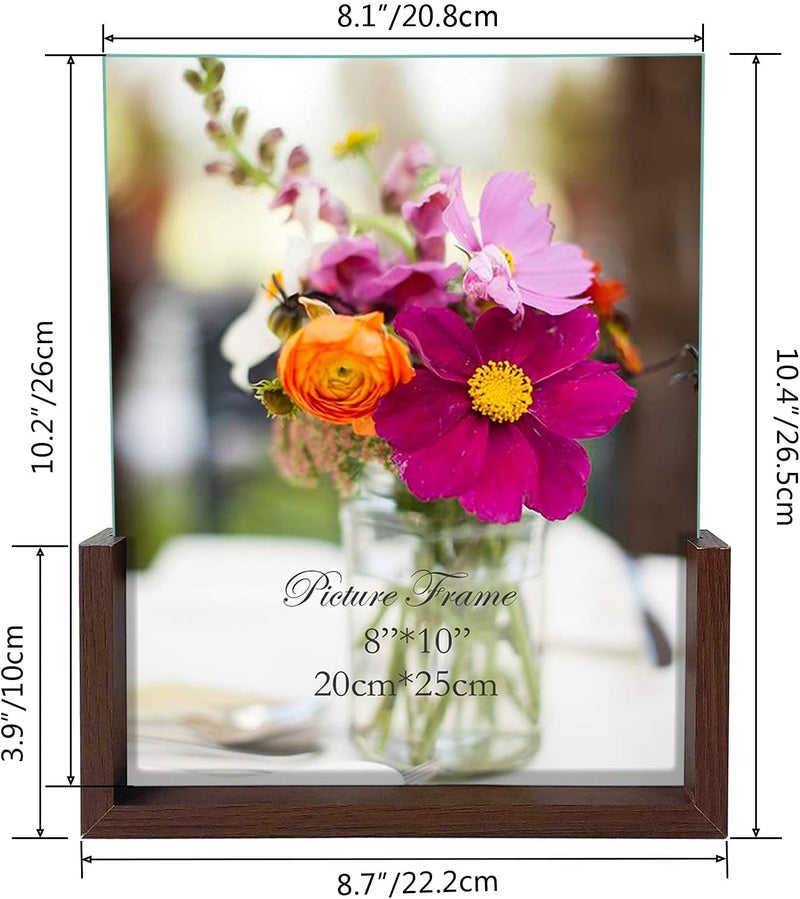 RLAVBL 8x10 Picture Frame Set of 2, Rustic Glass Photo Frames with Base for Tabletop Display - Image 2
