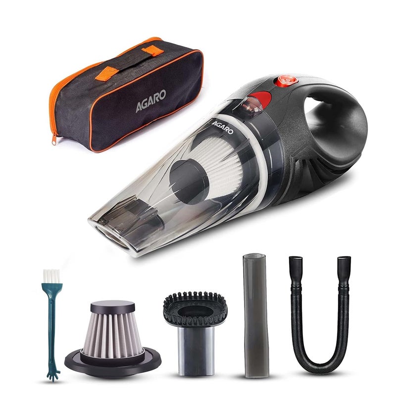 AGARO CV1077 Car Vacuum Cleaner, Portable, Handheld,12V DC /110W, 4.5KPA Power Socket, 14.7ft Long Cord, Stainless Steel Filter, Black - Image 1