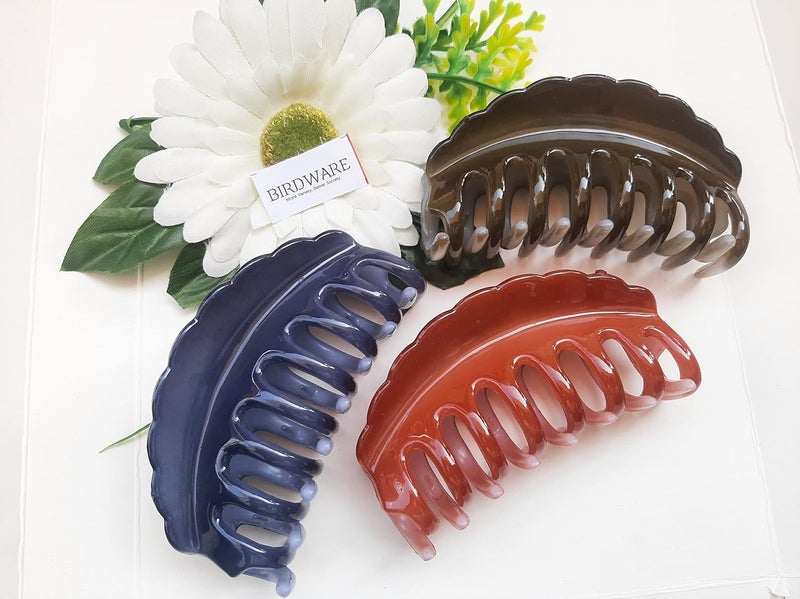 BIRDWARE Big-Size Shell Orange Color Imported Acrylic Material Stone Butterfly hair Clips For Women (Pack of 1 Pc, Shell Colour) | hair clutchers (Round Pack Of 3 Multi-1) - Image 1