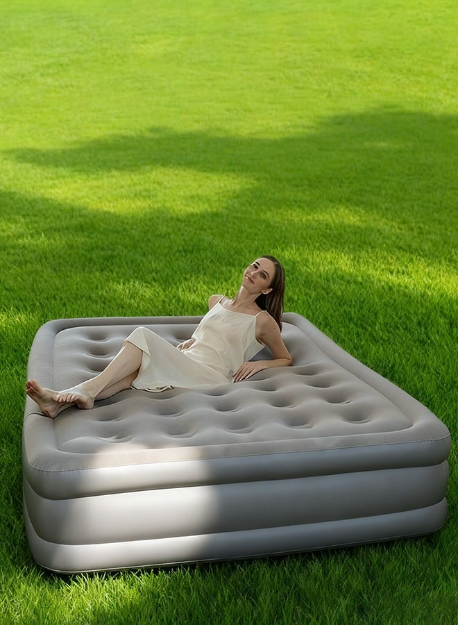 Outdoor PVC air mattress lazy person folding inflatable bed thick plush mattress portable for home use camping inflatable - Image 2