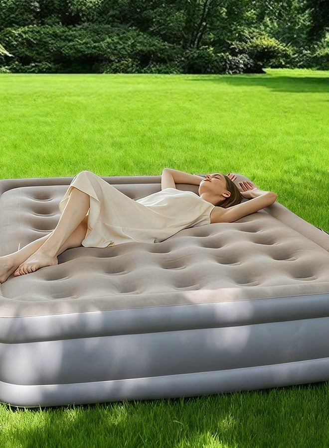 Outdoor PVC air mattress lazy person folding inflatable bed thick plush mattress portable for home use camping inflatable - Image 4