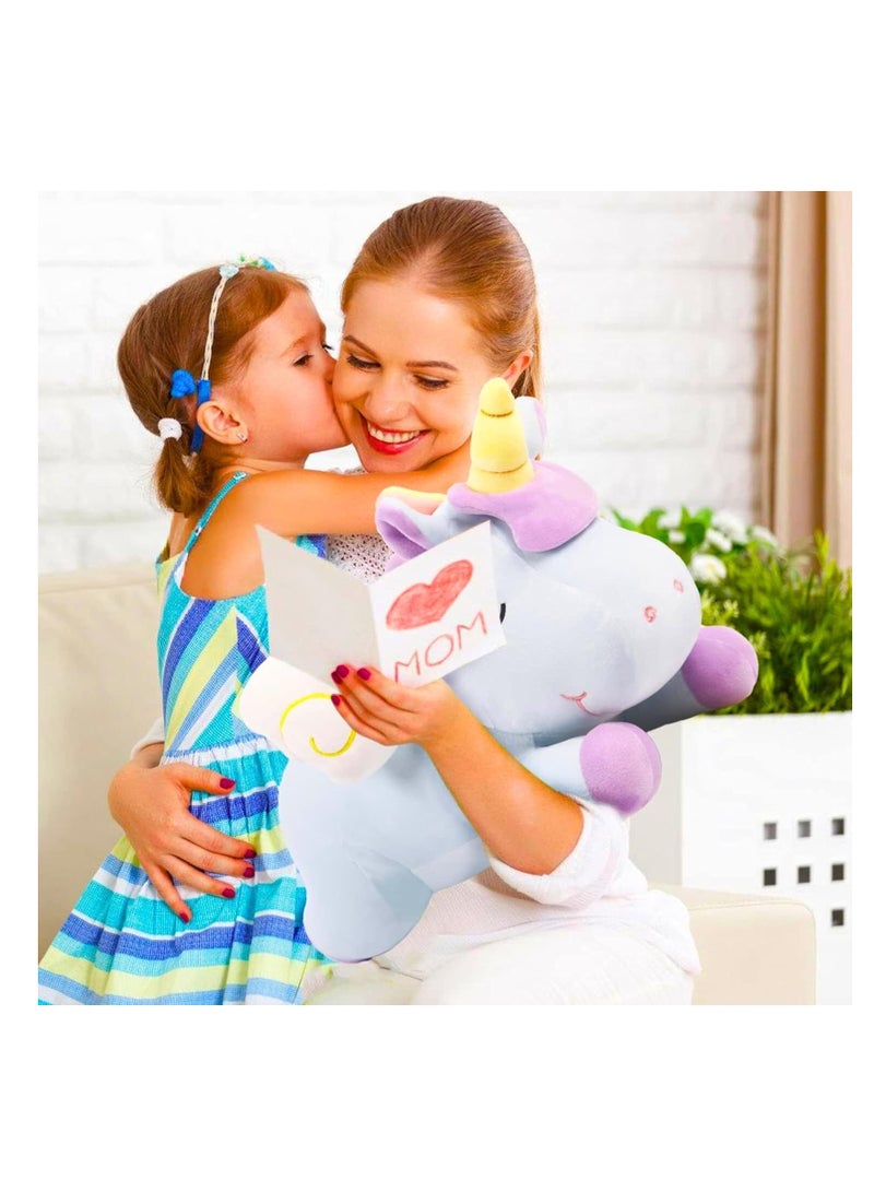 Raxoom 14in Giant Unicorn Plush Toy – Soft Hugging Pillow, Cute Kawaii Plushie for Kids & Adults, Fluffy Cuddly Cushion, Sleeping Pillow, Large Stuffed Animal, Gift for Girls, Boys, Nursery & Room Decor - Image 2