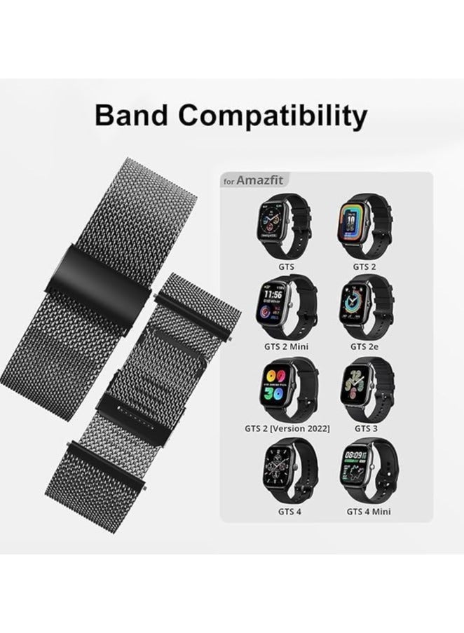 Compatible withSamsung Galaxy Watch 6 Classic | 6 | 5 Pro | 5 | 4 Classic | 4   20 Stainless Steel Replacement Band (BLACK) - Image 4