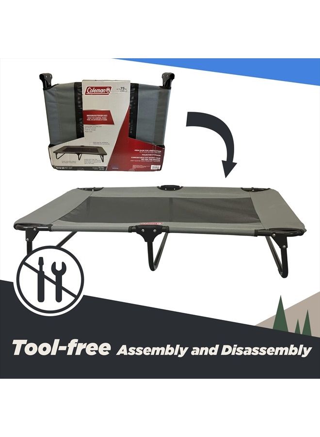 Coleman Elevated Folding Dog Cot, Large, 24" x 42", Gray - Image 4