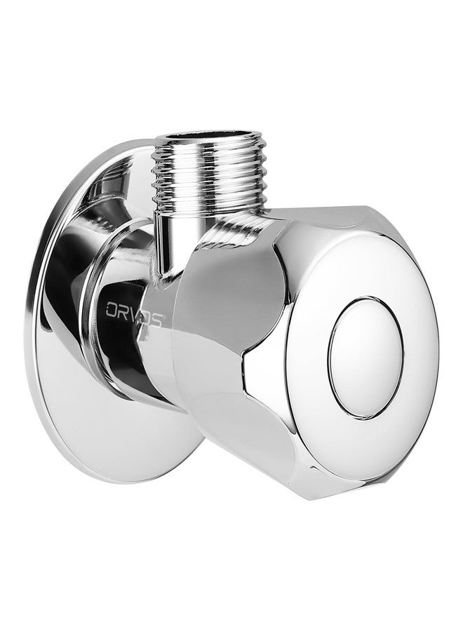 Orvos Angle Valve, Hexagonal, Premium 304 Stainless Steel Chrome Plated Body with Full Brass Cartridge Inside, Set of 1, for Hot & Cold Supply to Geysers, Sinks, Basins and Flush Tanks - Image 1