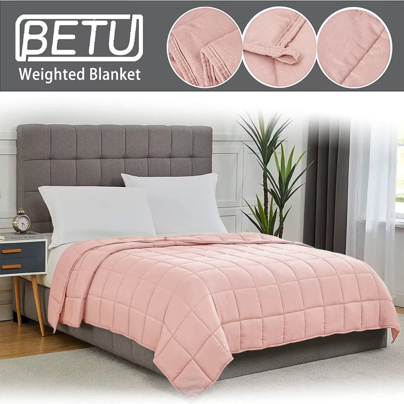 BETU Pink Weighted Blanket for Adults 12lbs, 48"x72", Twin Full Size Cooling Heavy Throw Blanket for 110-130lbs, Microfiber Soft Thick Big Blankets Weighted Comforter Gift for Sleeping - Image 3