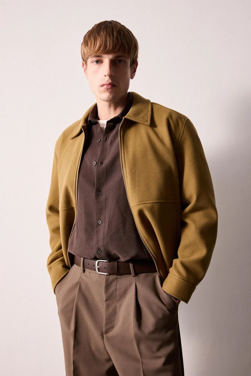 Defacto Regular Fit Lined Wool Blend Polo Collar acket