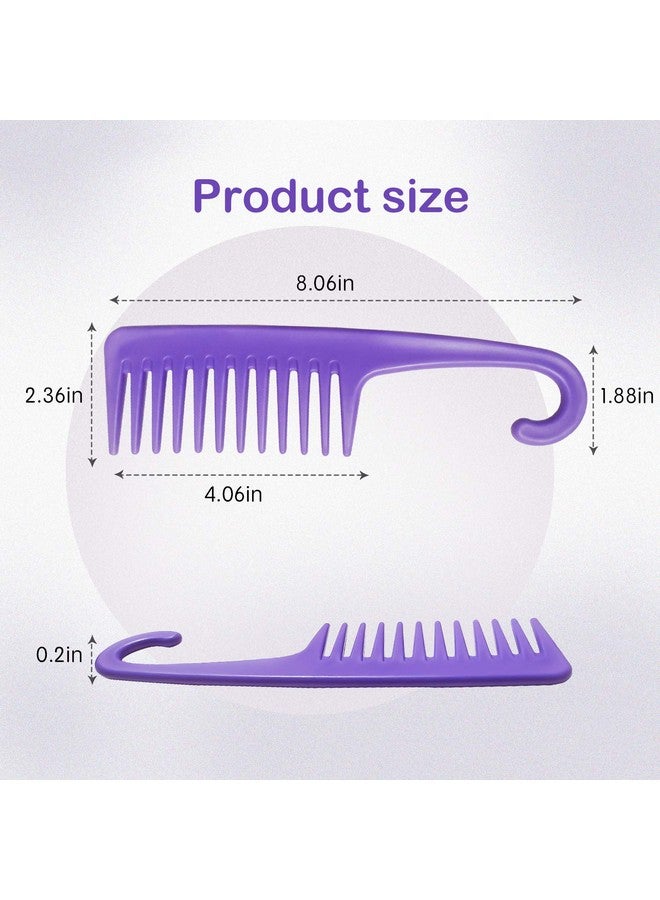 Wapodeai Wide Tooth Comb Detangling Hair Brush Premium Care Handgrip Comb Apply To For Curly Wet Dry Thick Hair Etc. (Purple) - Image 2