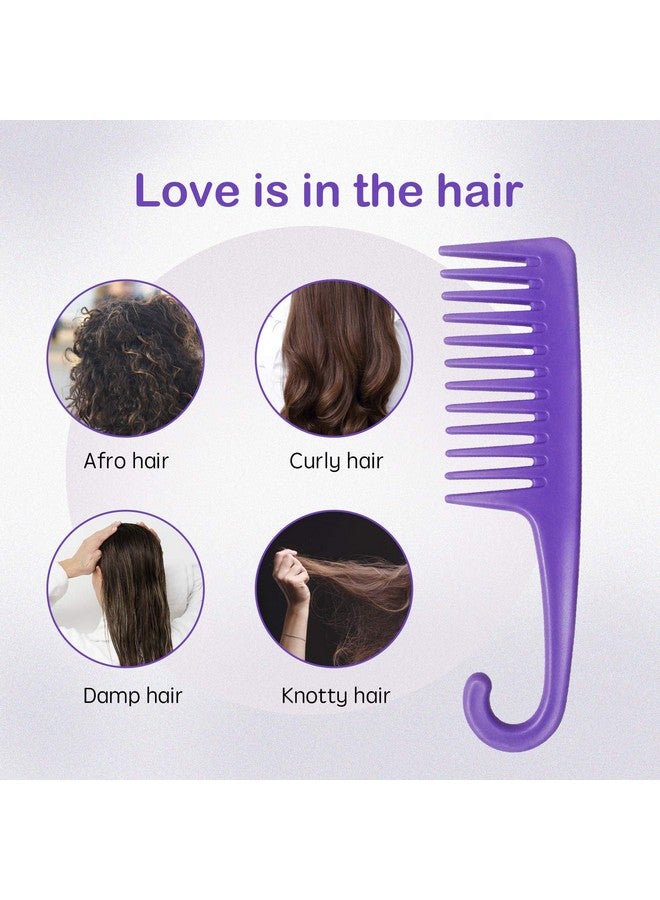 Wapodeai Wide Tooth Comb Detangling Hair Brush Premium Care Handgrip Comb Apply To For Curly Wet Dry Thick Hair Etc. (Purple) - Image 4