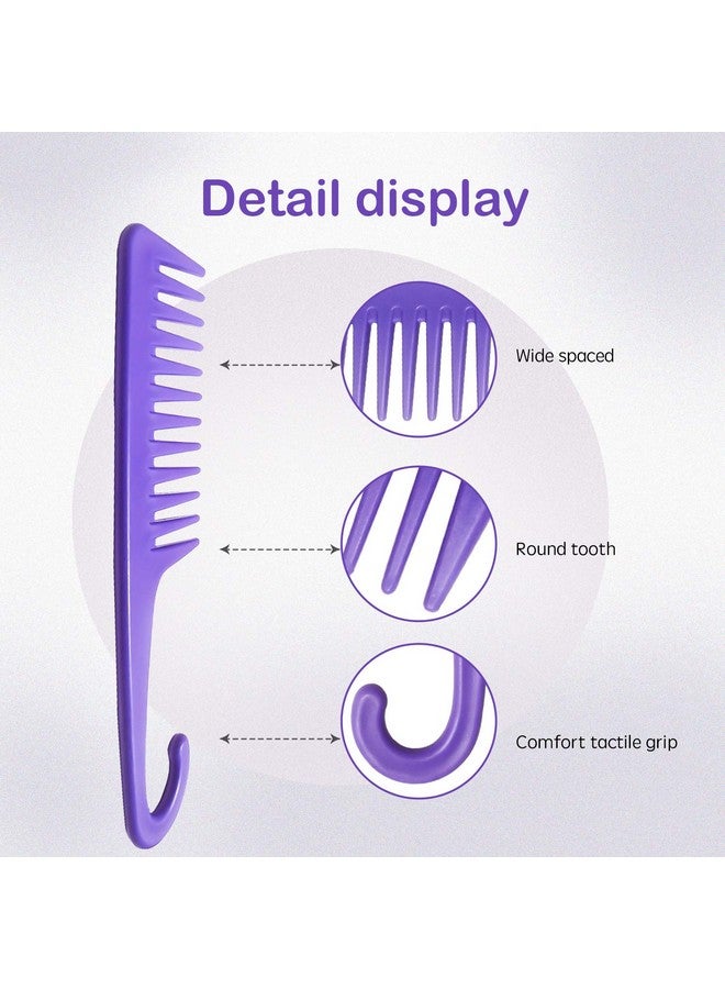 Wapodeai Wide Tooth Comb Detangling Hair Brush Premium Care Handgrip Comb Apply To For Curly Wet Dry Thick Hair Etc. (Purple) - Image 3