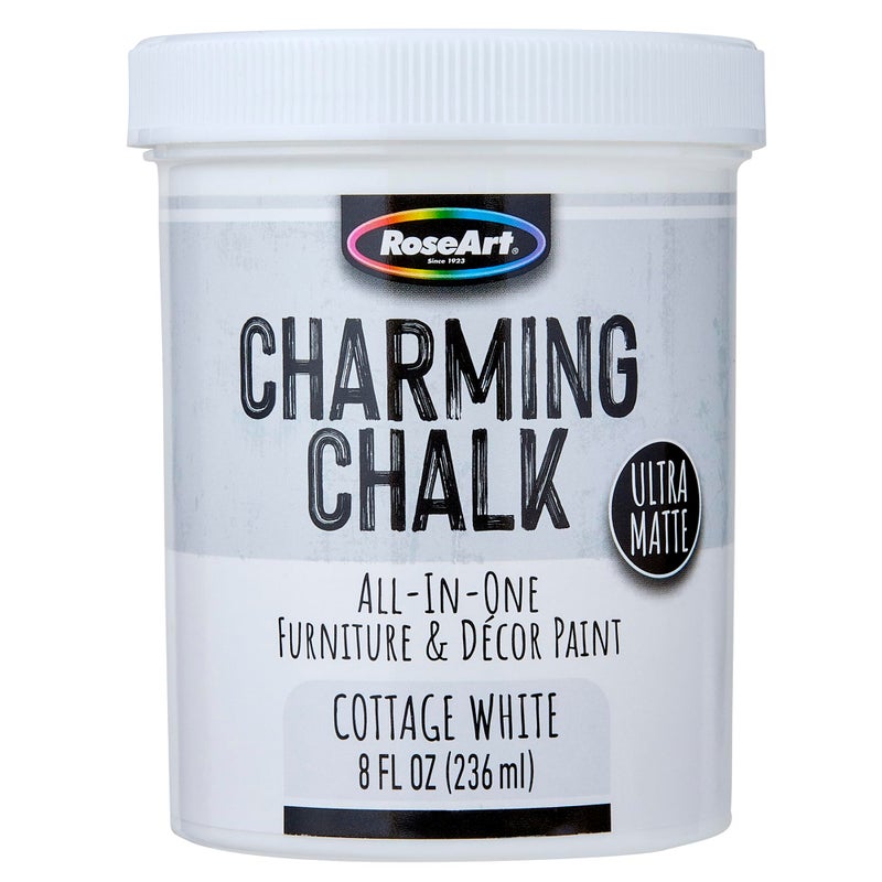 RoseArt Charming Chalk All-In-One Furniture & Décor Paint - 8oz Cottage White, Ultra Matte Chalk Finish Paint, Ideal For All Techniques Including Distressing, No Prep Needed, Made In USA - Image 2