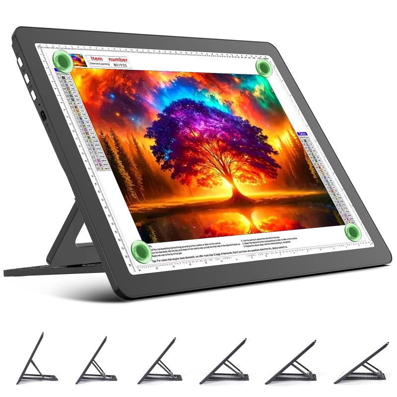 TOHETO Rechargeable A3 Light Board with Stand Super Bright Magnetic Light Pad with Side Buttons Wireless Light Box for Tracing and Drawing Cordless LED Light Table for Diamond Painting Sketching - Image 2