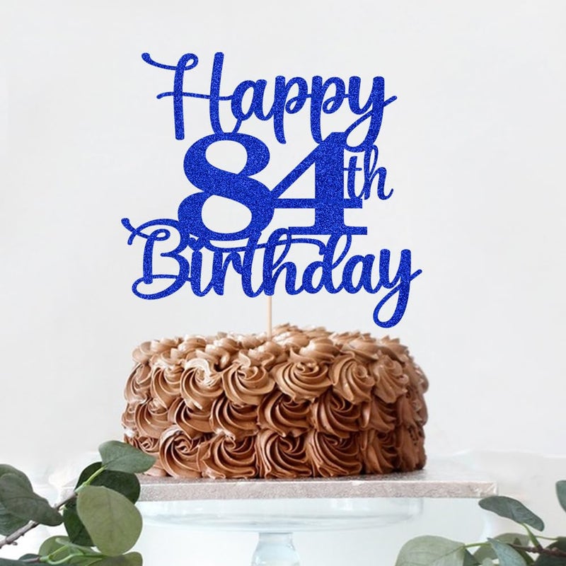 Kaoenla Happy 84th Birthday Cake Topper Hello 84 Cheers to 84 Years 84th Anniversary /84 years old birthday Party Decoration (84th  blue) - Image 4