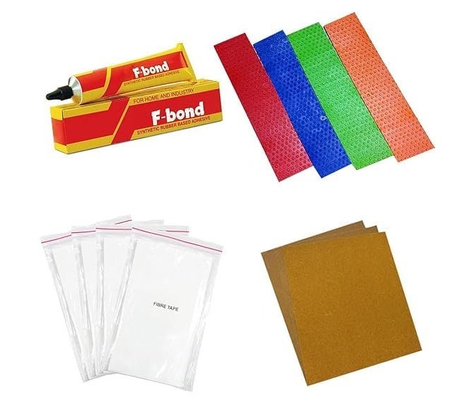 CRAZX Cricket Bat Toe Guard Set (5 Pcs) with 1 F-Bond, 4 Pcs Scuff Sheet & 4 Pcs Sand Paper for Full-Size Cricket Bat Protection – Durable, Reliable, Essential Accessories for Bat Maintenance - Image 1