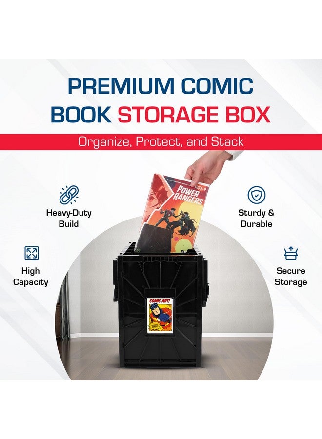 BCW Comic Bin, Black - Holds 150 Comics, Acid Free Storage and Organizer, Heavy Duty Plastic, Stackable, Includes Partition - Image 2