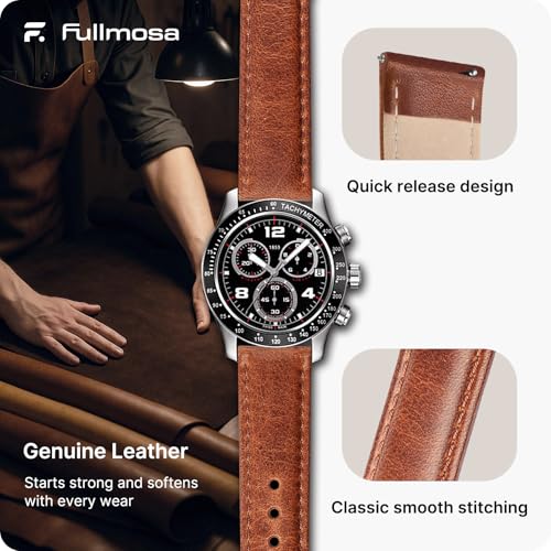 Fullmosa Watch Band, Quick Release Leather Watch Strap for Men Women, Replacement Bands Width 12mm 14mm 16mm 18mm 19mm 20mm 21mm 22mm 24mm - Image 4