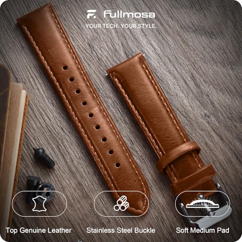 Fullmosa Watch Band, Quick Release Leather Watch Strap for Men Women, Replacement Bands Width 12mm 14mm 16mm 18mm 19mm 20mm 21mm 22mm 24mm - Image 2