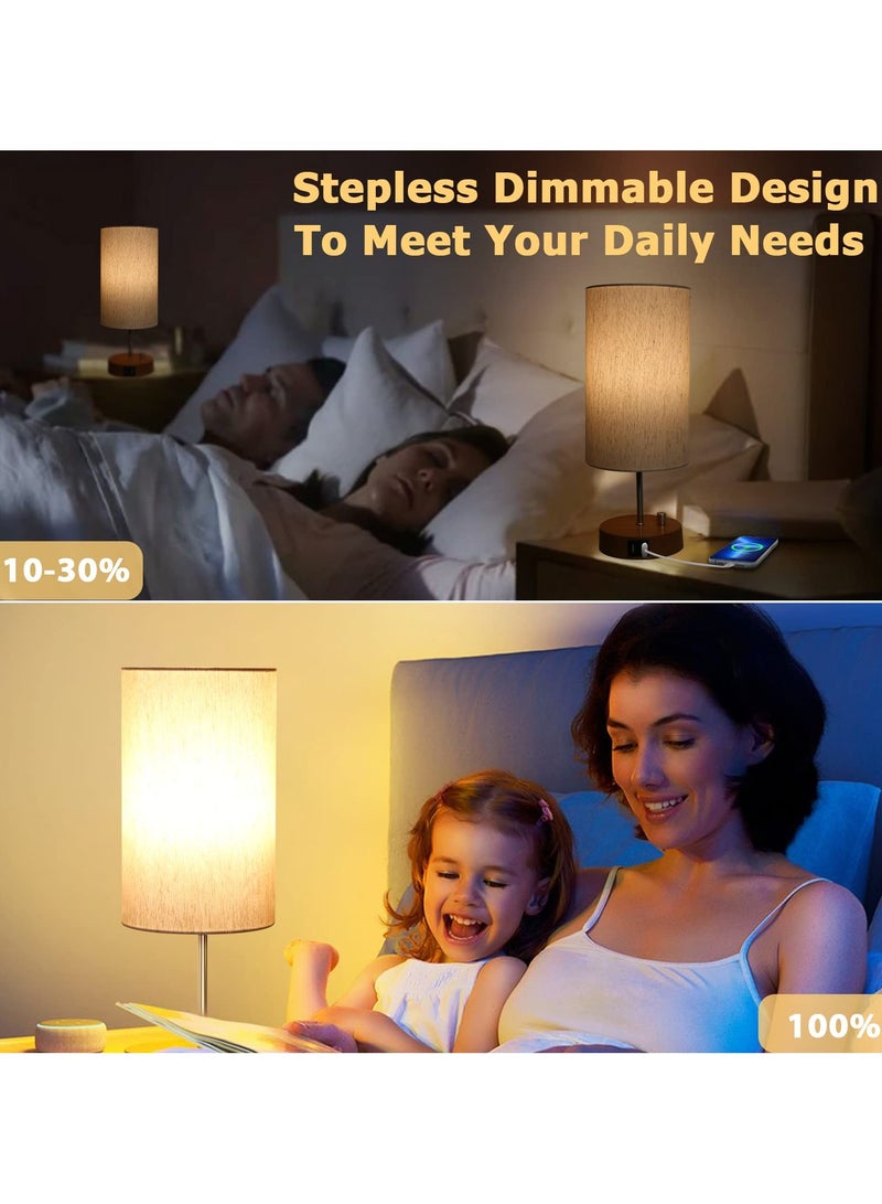 Alruht Dimmable Rotary Switch, Bedside Table Lamp with Fabric Shade, LED Bulb Included for Bedroom, Living Room, Office (Flaxen) - Image 5