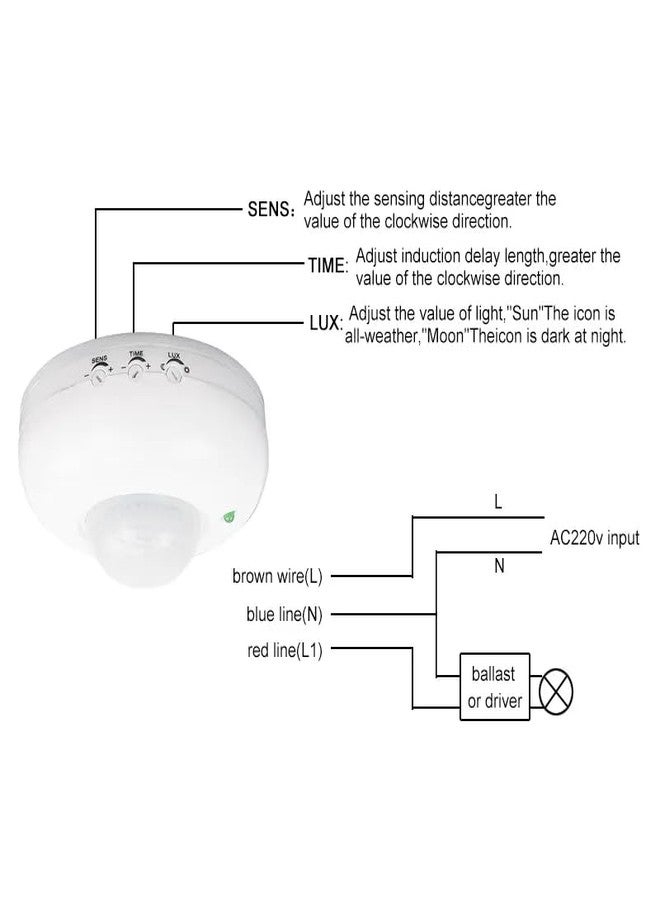 DHRUVPRO 2-Pic Pack 360 Degree Pir Motion Sensor With Light Sensor,Energy Saving Motion Detector Switch With (Ceiling Mounted) - Image 4
