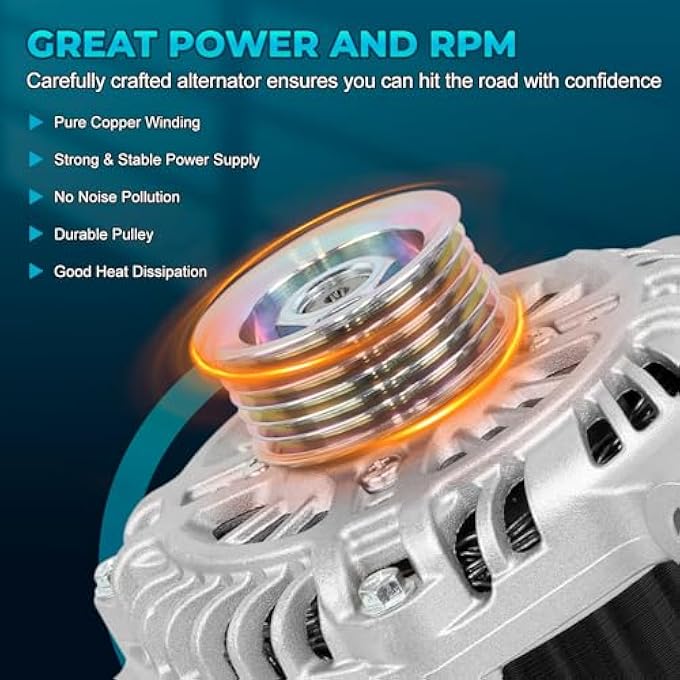 CNYGO 23700-AA701 Alternator Compatible with 2011 2012 2013 Subaru Forester H4 2.5L, 12V 110A 6-Groove Pulley Clockwise Replace for 11579N, 11579, 11083, AL4313X, A002TL0091A - Image 5